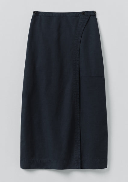 Cotton Wrap Straight Skirt Slate