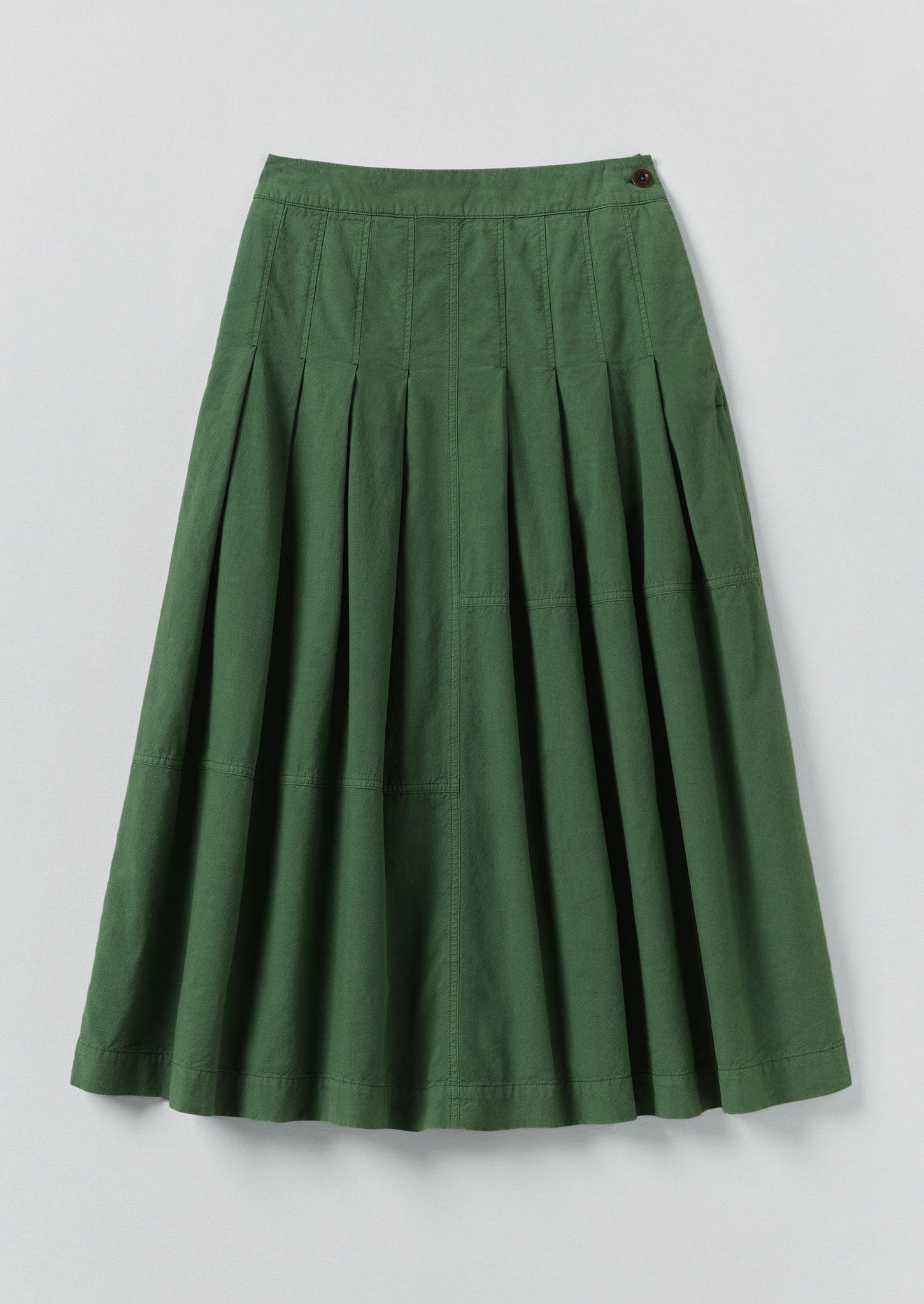 Panelled Cotton Linen Poplin Skirt | Forest Green