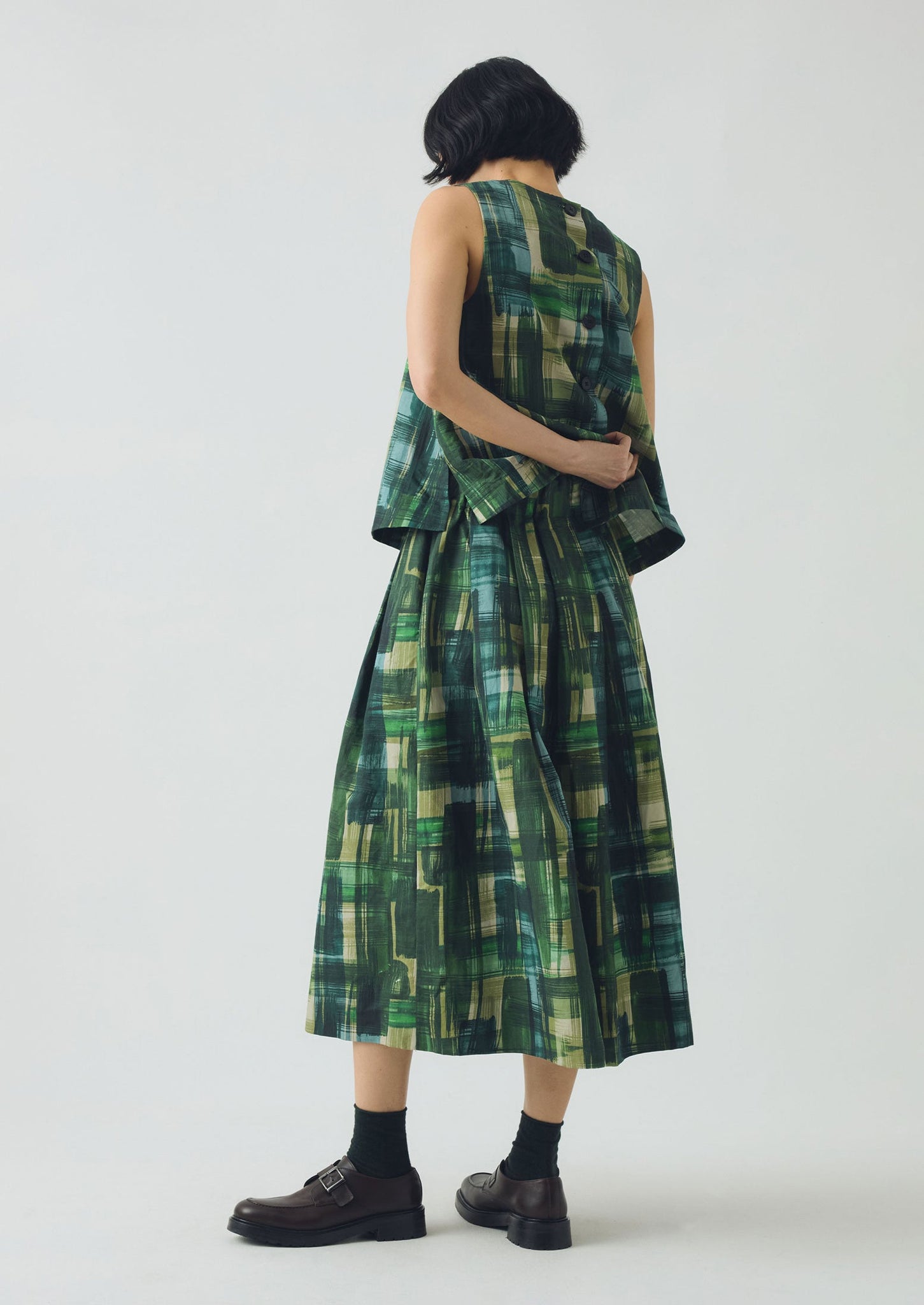 Painted Tweed Cotton Linen Skirt | Clover Green