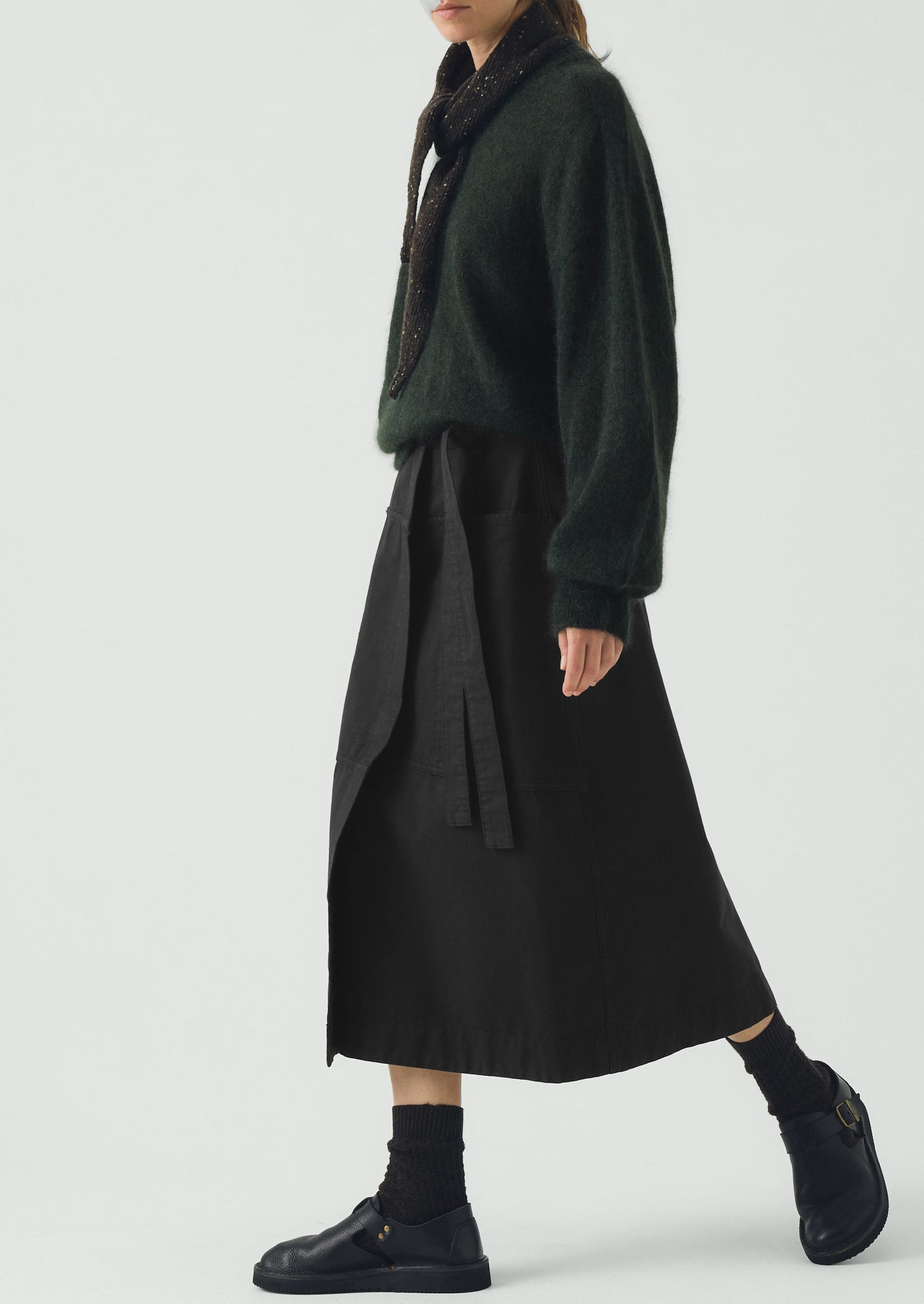 Apron Wrap Cotton Canvas Skirt | Slate