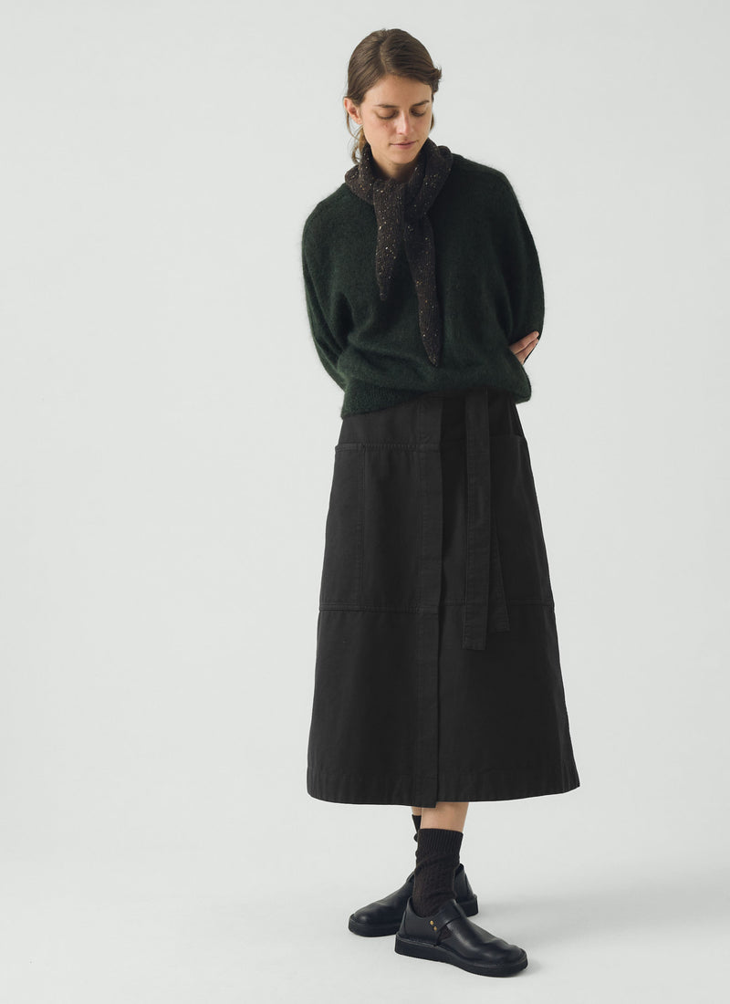 Apron Wrap Cotton Canvas Skirt | Slate