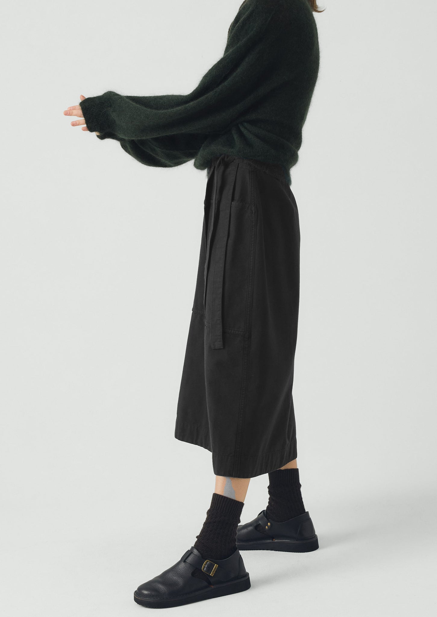 Apron Wrap Cotton Canvas Skirt | Slate