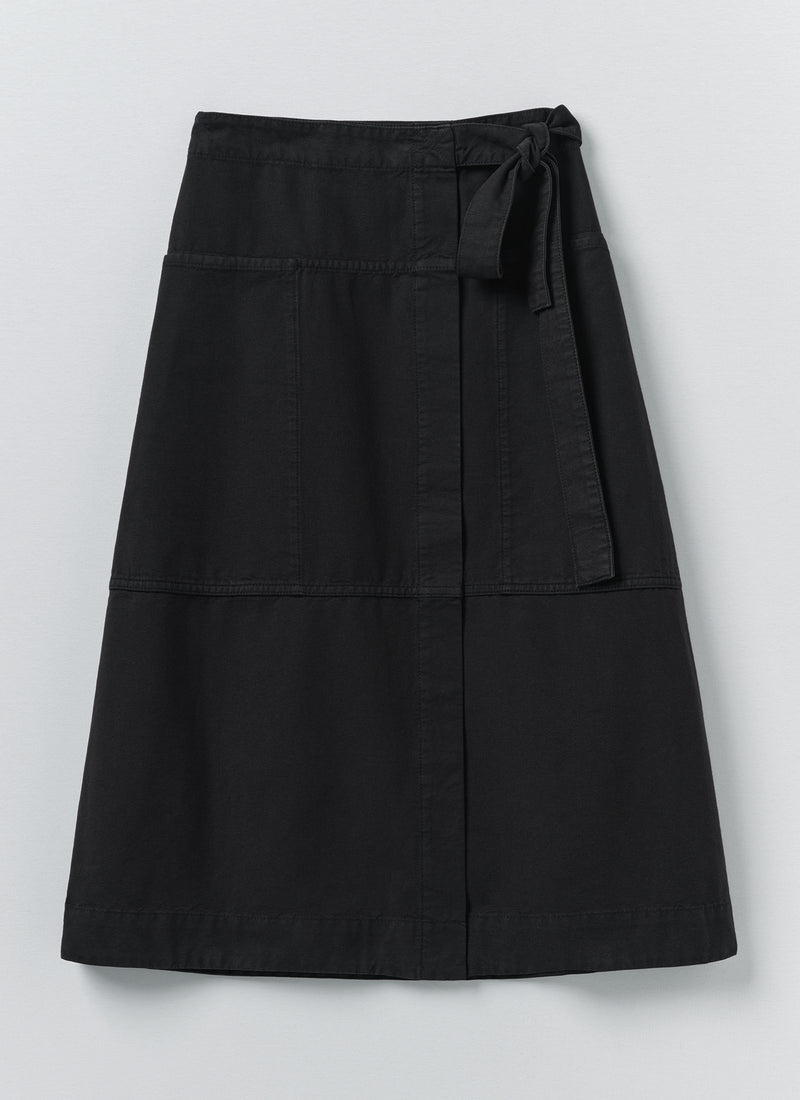 Apron Wrap Cotton Canvas Skirt | Slate