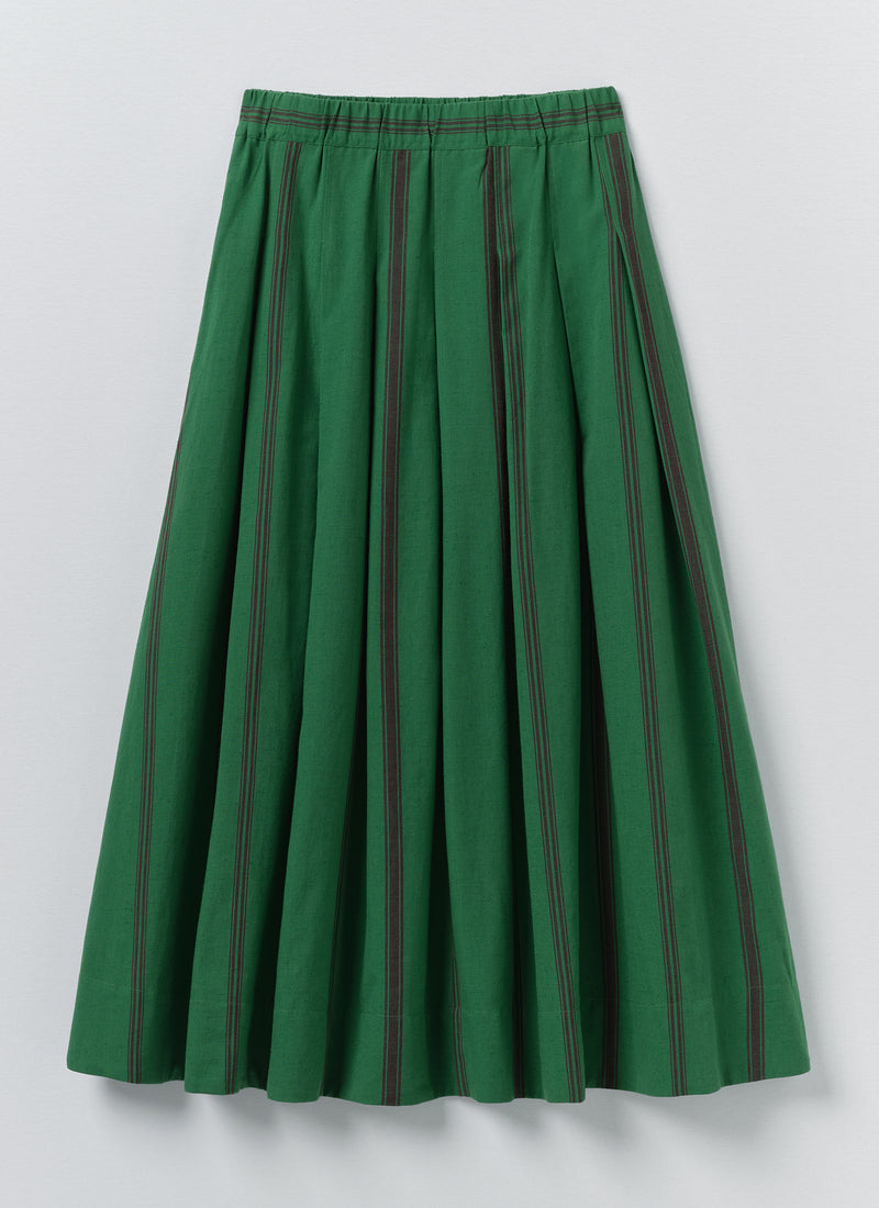 Tea Towel Stripe Cotton Skirt | Sea Green