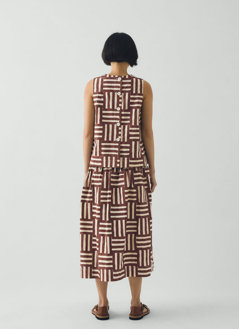Block Print Patchwork Stripe Wrap Skirt | Sable