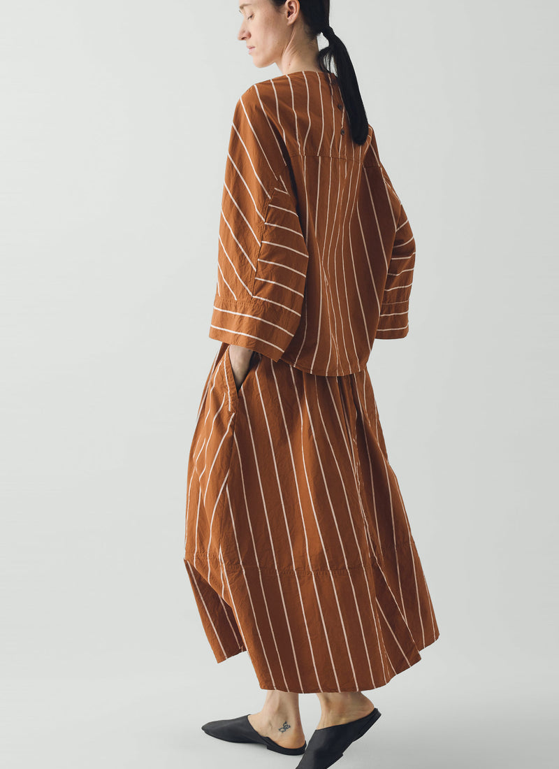 Garland Stripe Cotton Skirt | Copper/Ecru