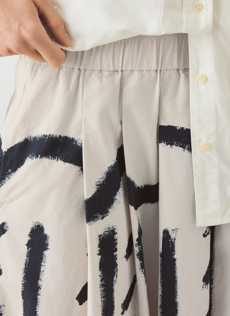 Harvest Print Cotton Linen Poplin Skirt | Black/Parchment