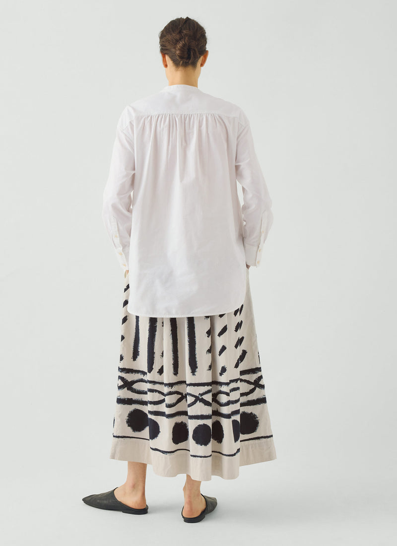 Harvest Print Cotton Linen Poplin Skirt | Black/Parchment
