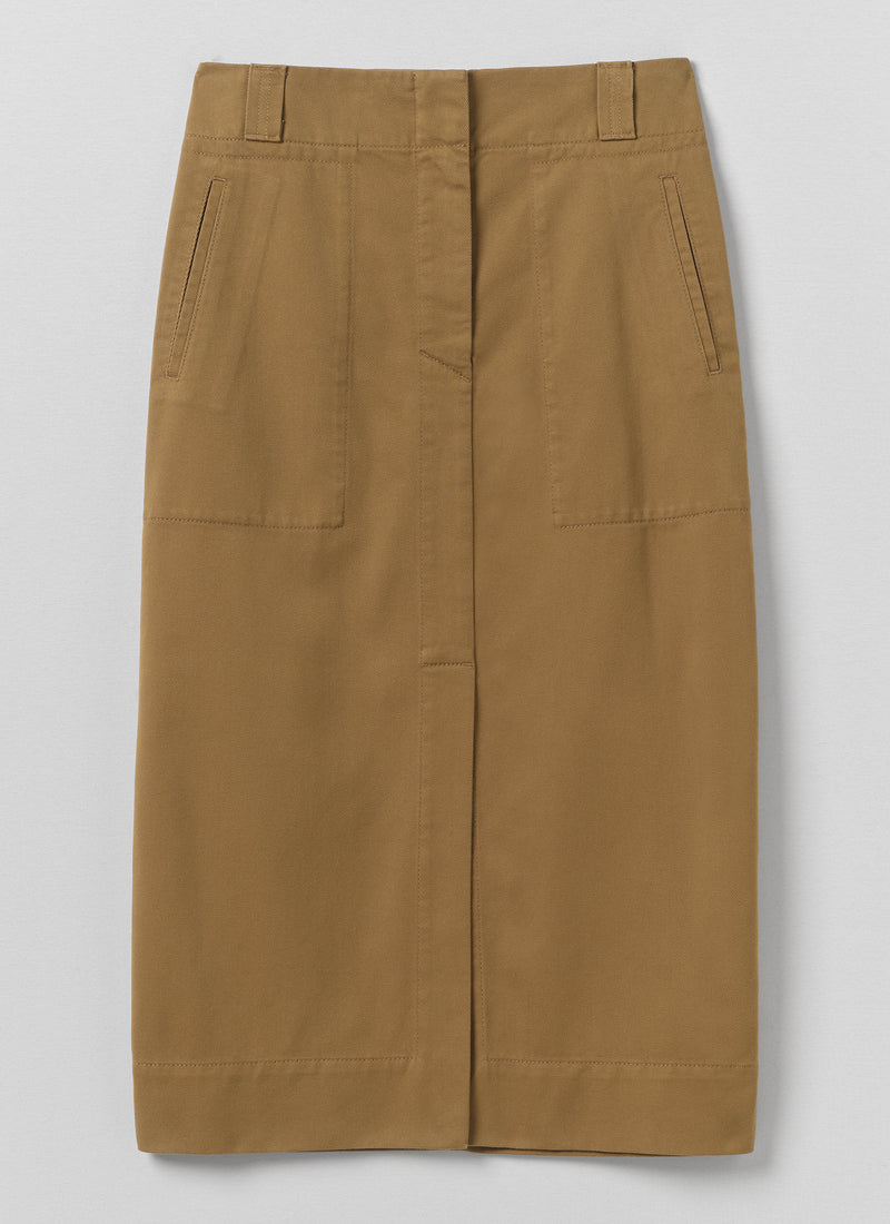 Straight Cotton Twill Skirt | Breen