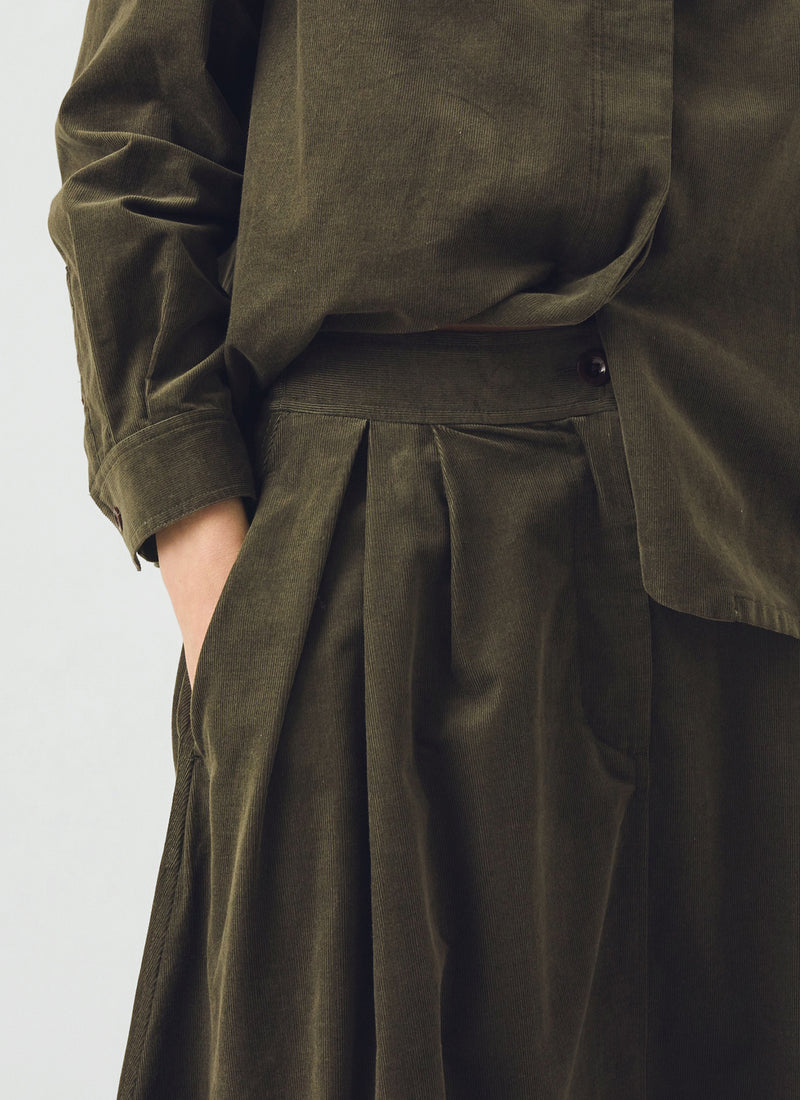 A Line Cotton Needlecord Skirt | Seaweed