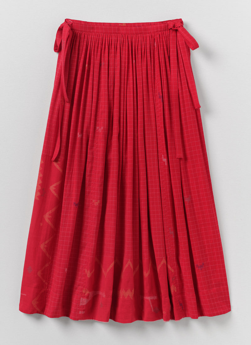 Jamdani Hand Woven Cotton Skirt | Maypole Red