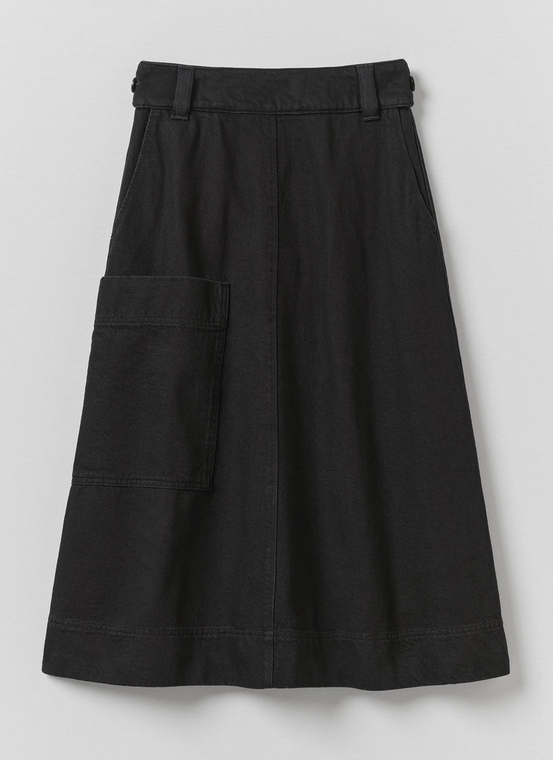 Washed Black Denim Skirt | Carbon Black