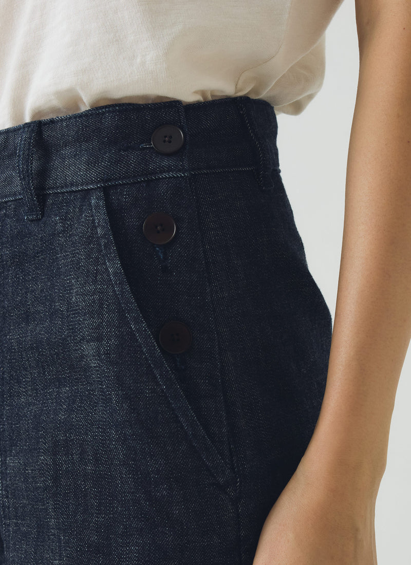 Annie Organic Denim Side Button Jeans | Indigo
