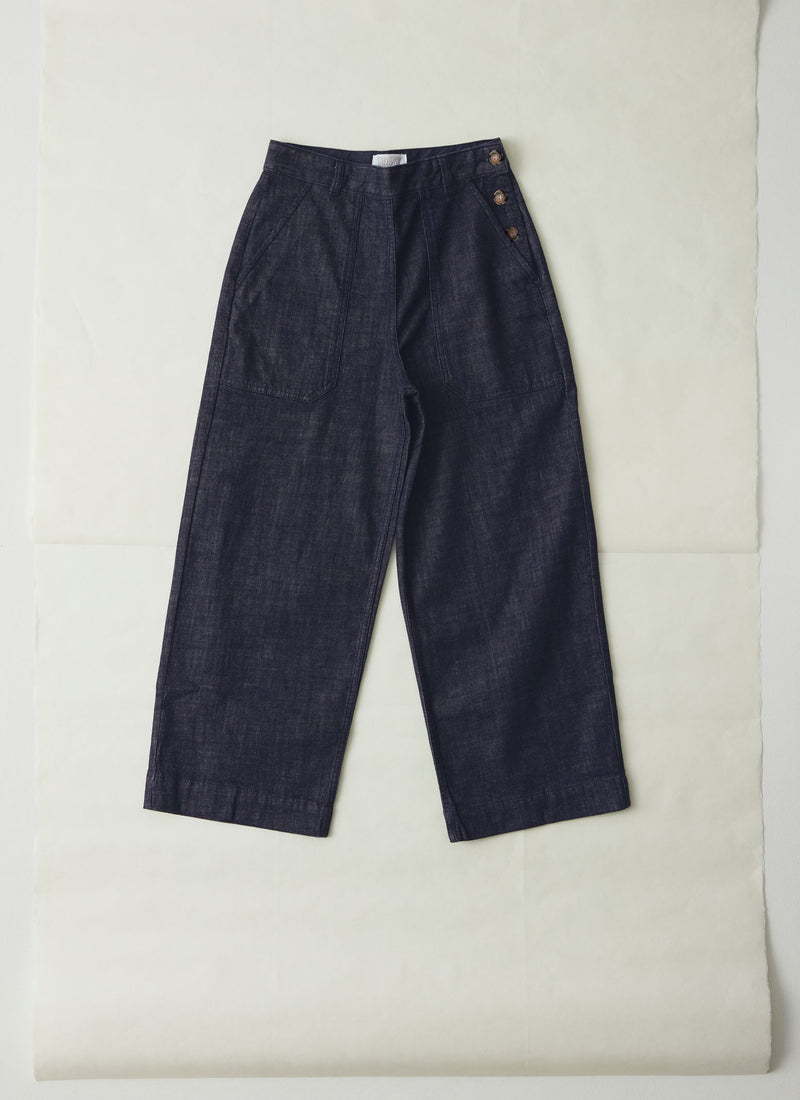 Annie Organic Denim Side Button Jeans | Indigo