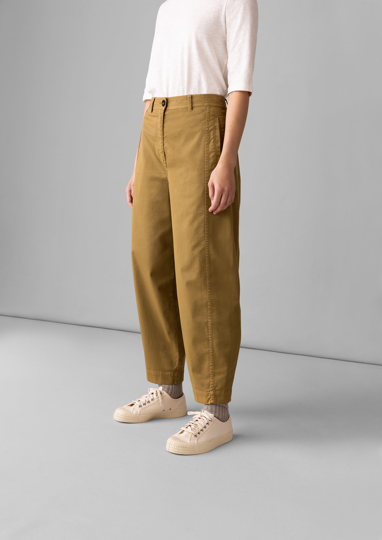 Kathe Flat Front Cotton Twill Trousers | Harvest