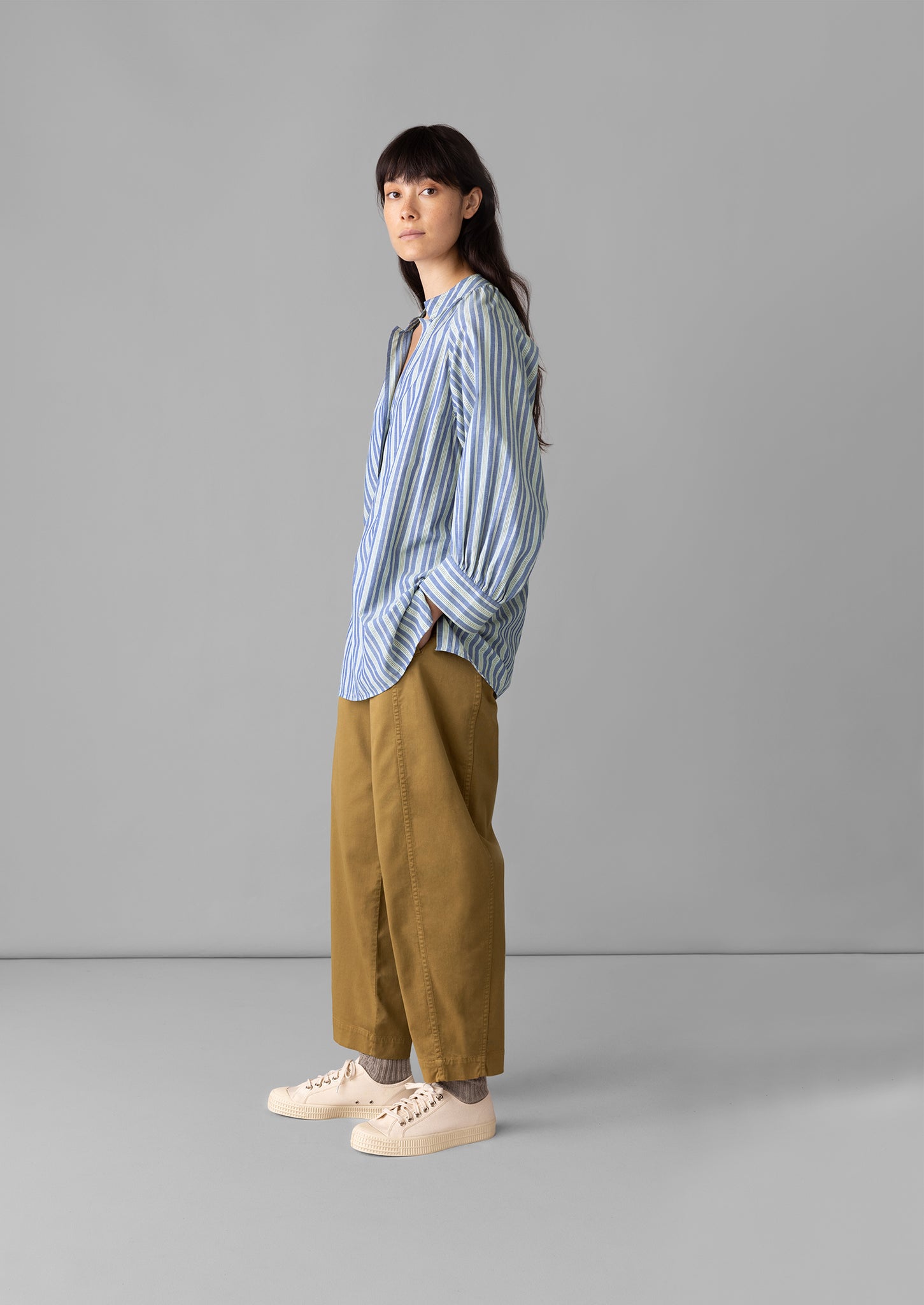 Kathe Flat Front Cotton Twill Trousers | Harvest