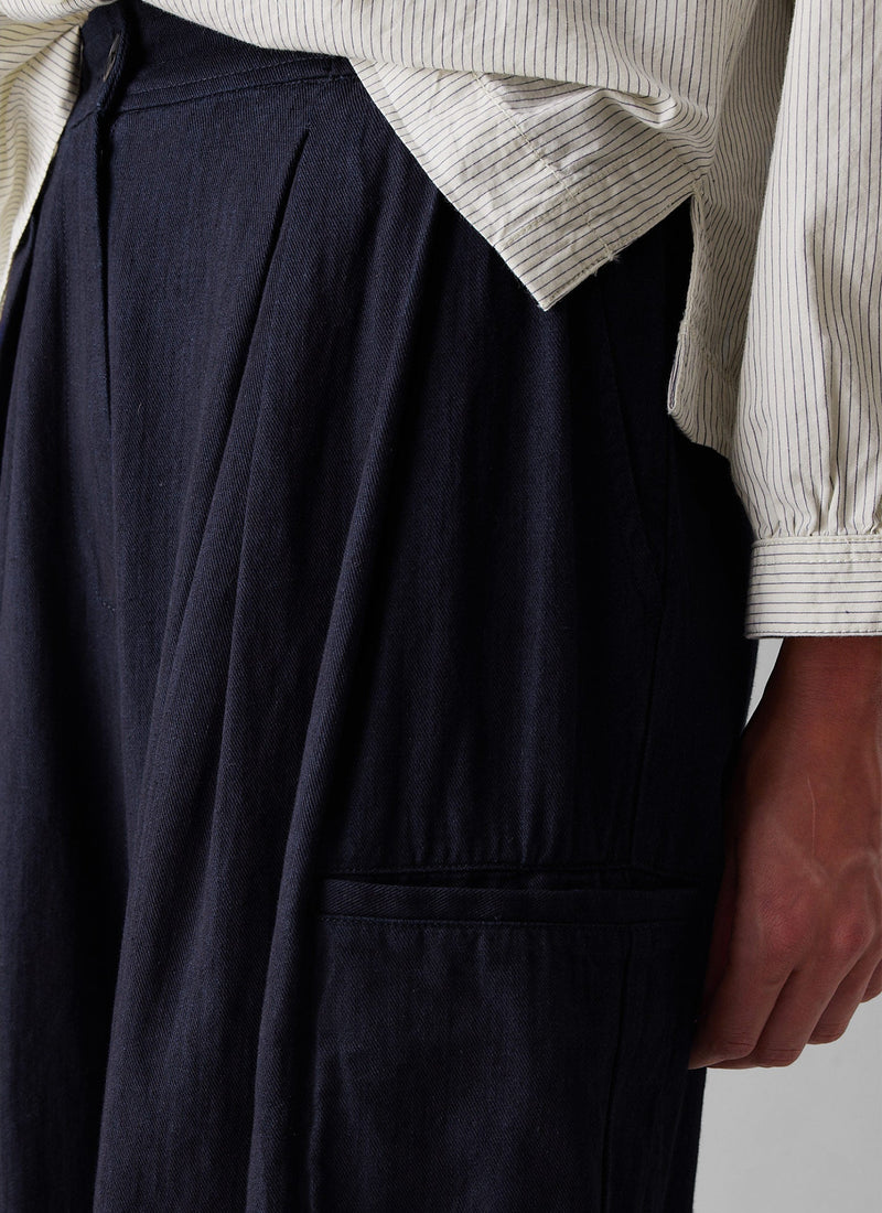 Indigo Twill Wide Leg Trousers | Indigo