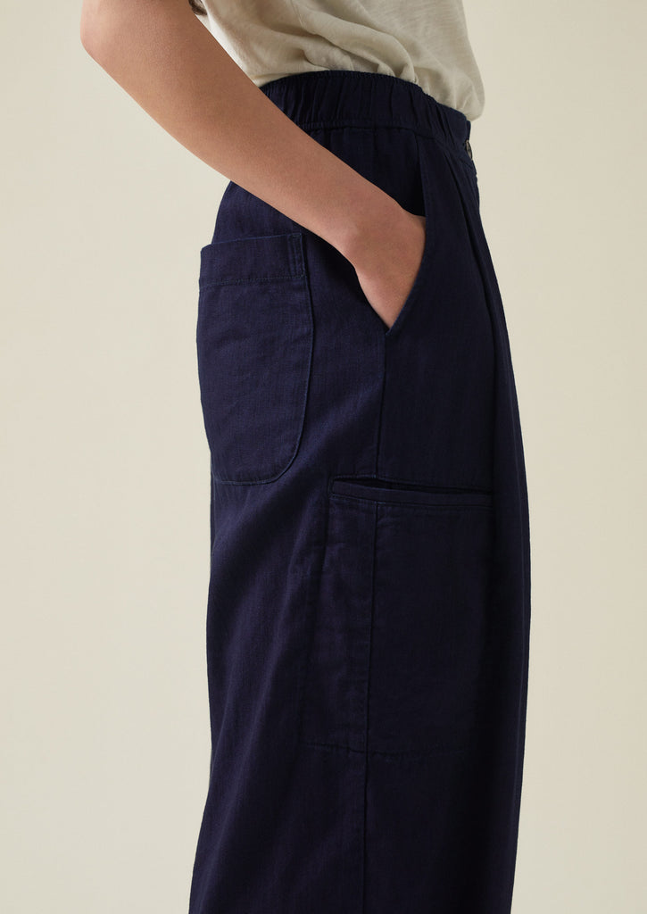 Indigo Cotton Twill Wide Leg Trousers Indigo TOAST