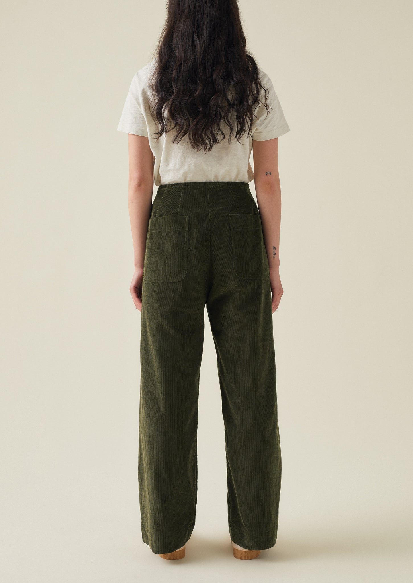 Green wide leg corduroy hot sale trousers