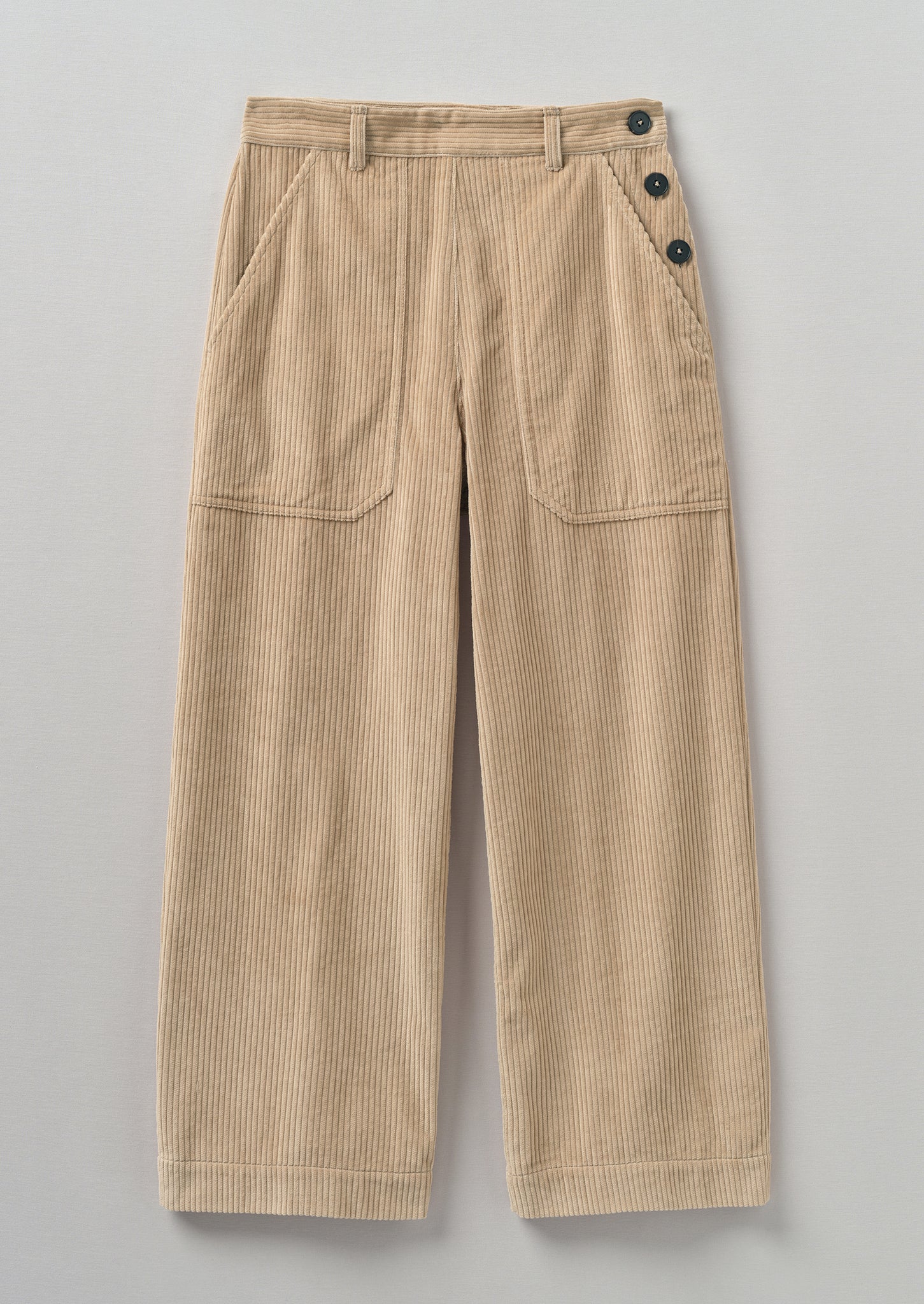Annie Organic Cord Side Button Trousers | Blonde