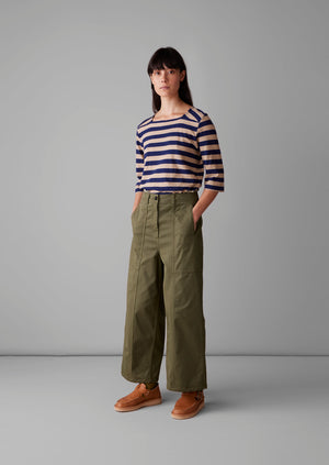 Panelled Cotton Twill Trousers | Oil Cloth
