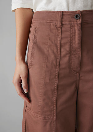 Panelled Cotton Twill Trousers | Dusty Pink