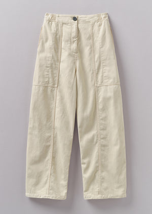 Panelled Cotton Linen Canvas Trousers | Wood Ash