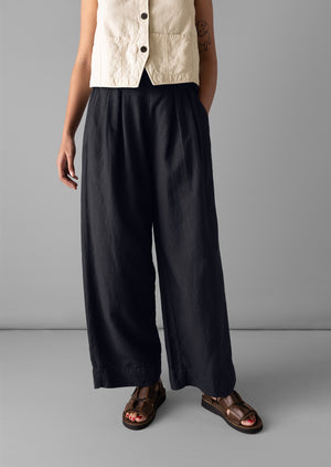 Corinne Cotton Linen Wide Leg Trousers | Slate Navy