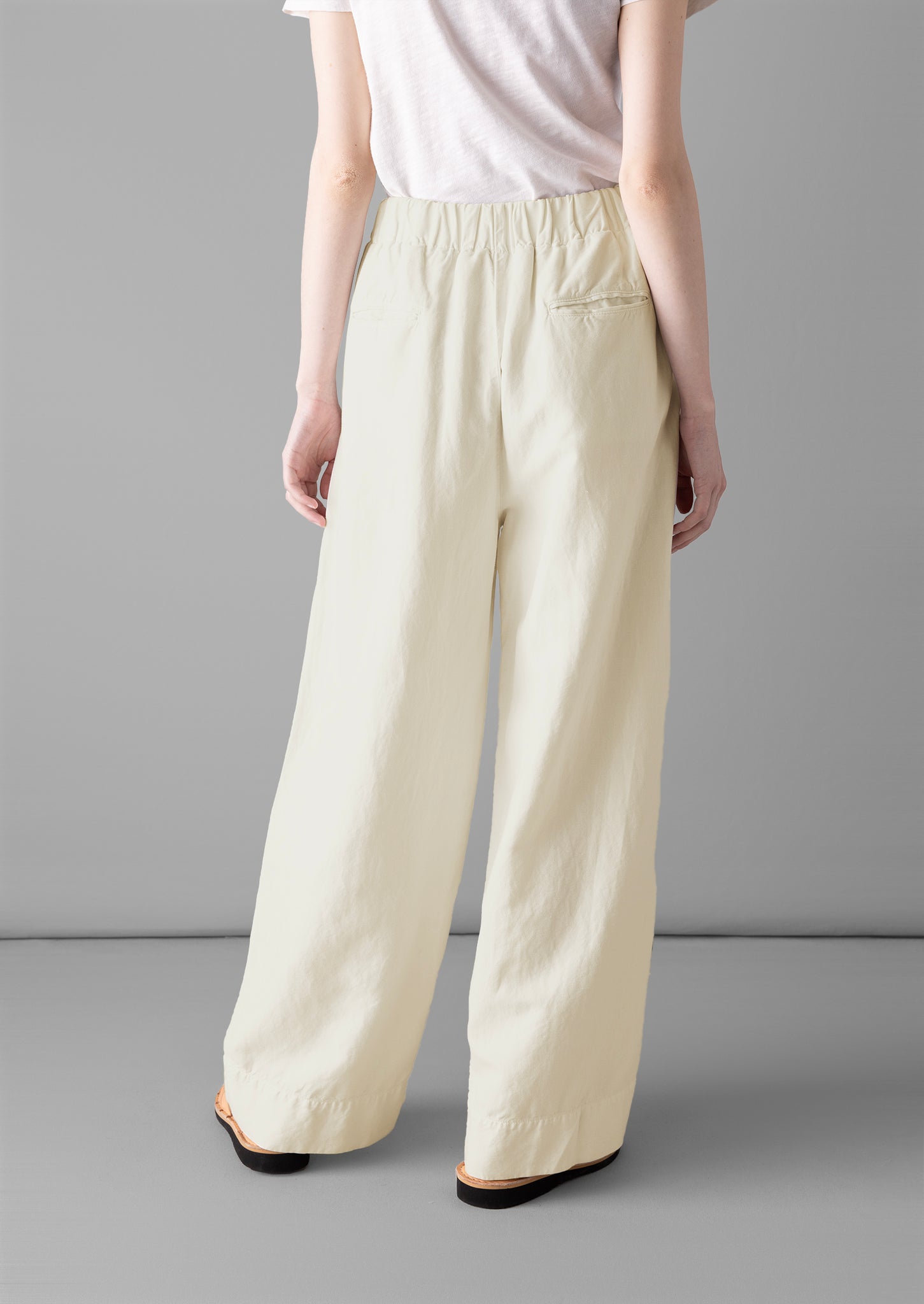 Corinne Cotton Linen Wide Leg Trousers | Parchment