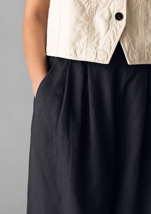 Corinne Cotton Linen Wide Leg Trousers | Slate Navy