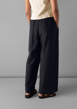 Corinne Cotton Linen Wide Leg Trousers | Slate Navy