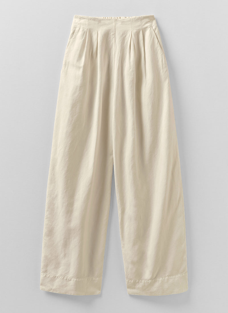 Corinne Cotton Linen Wide Leg Trousers | Parchment