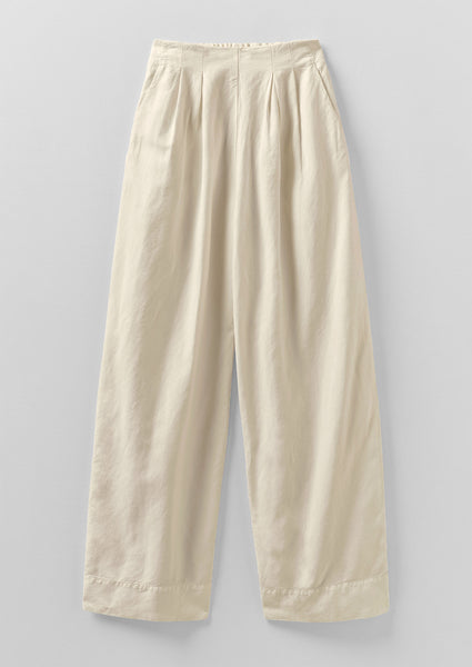 Corinne Cotton Linen Wide Leg Trousers Parchment