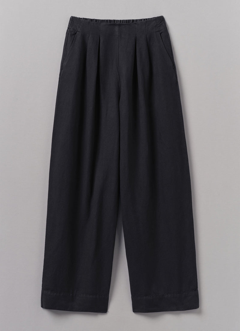 Corinne Cotton Linen Wide Leg Trousers | Slate Navy