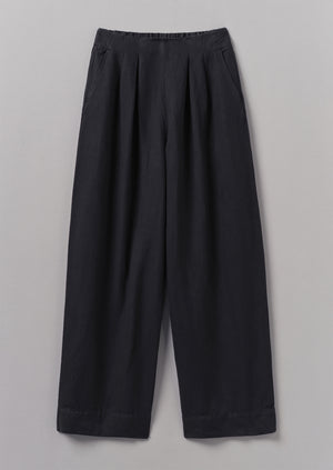 Corinne Cotton Linen Wide Leg Trousers | Slate Navy