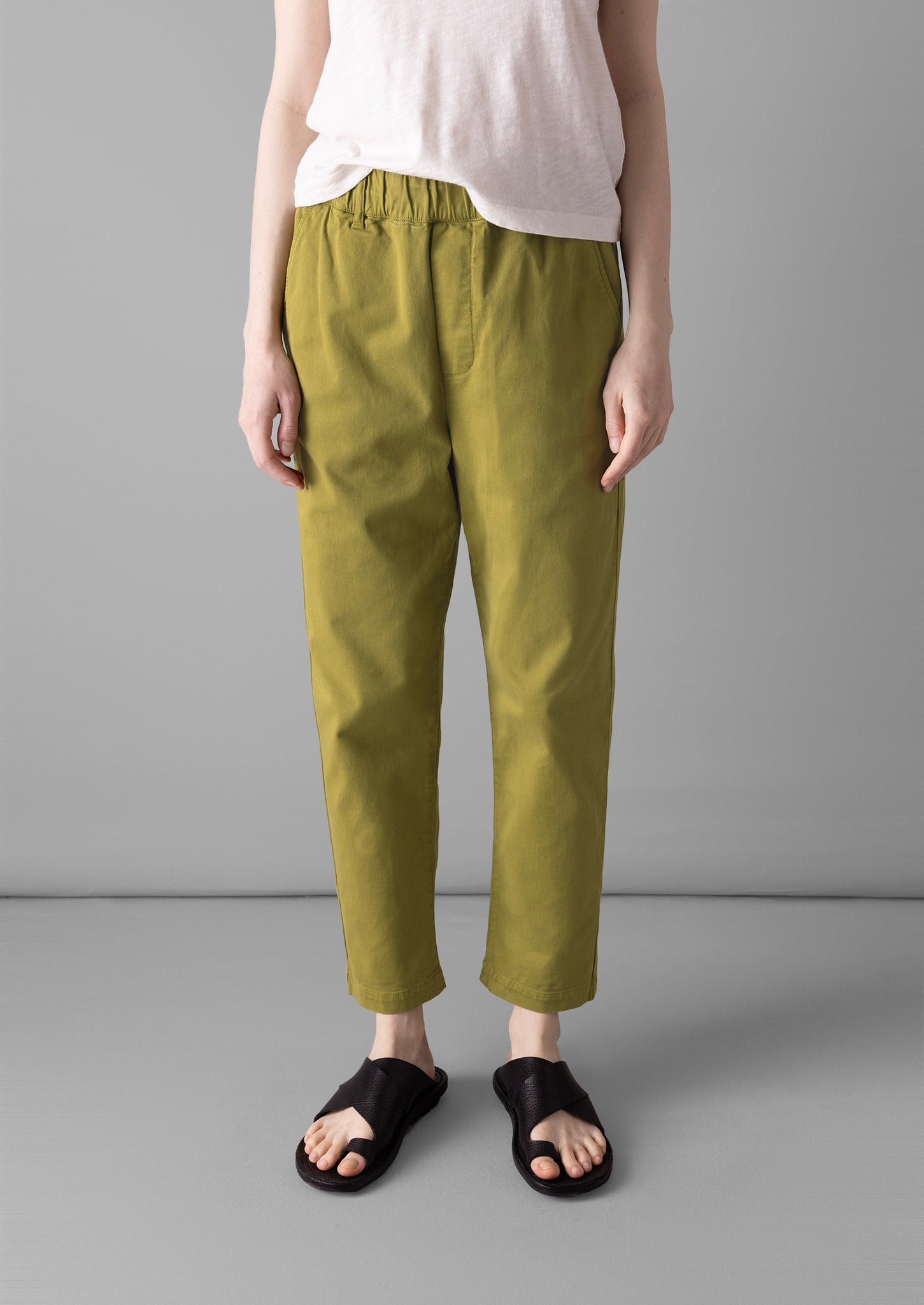 Gabi Cotton Pull On Trousers | Wax Green