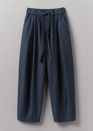 Bronwen Stripe Cotton Trousers | Navy/Ecru