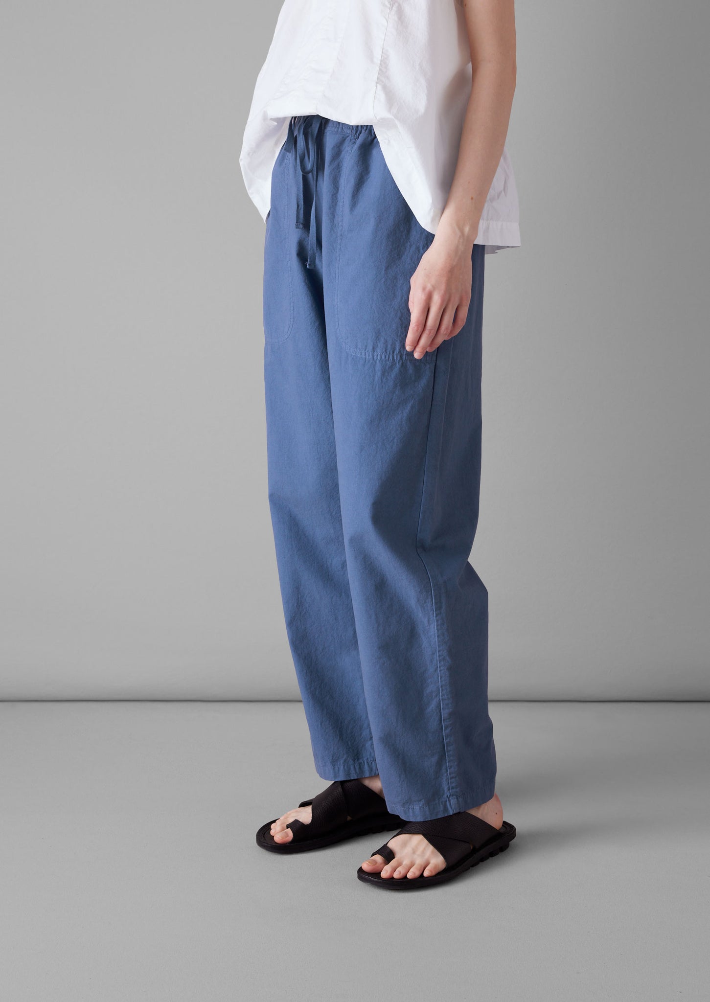 Suki Panelled Cotton Linen Trousers | Smock Blue
