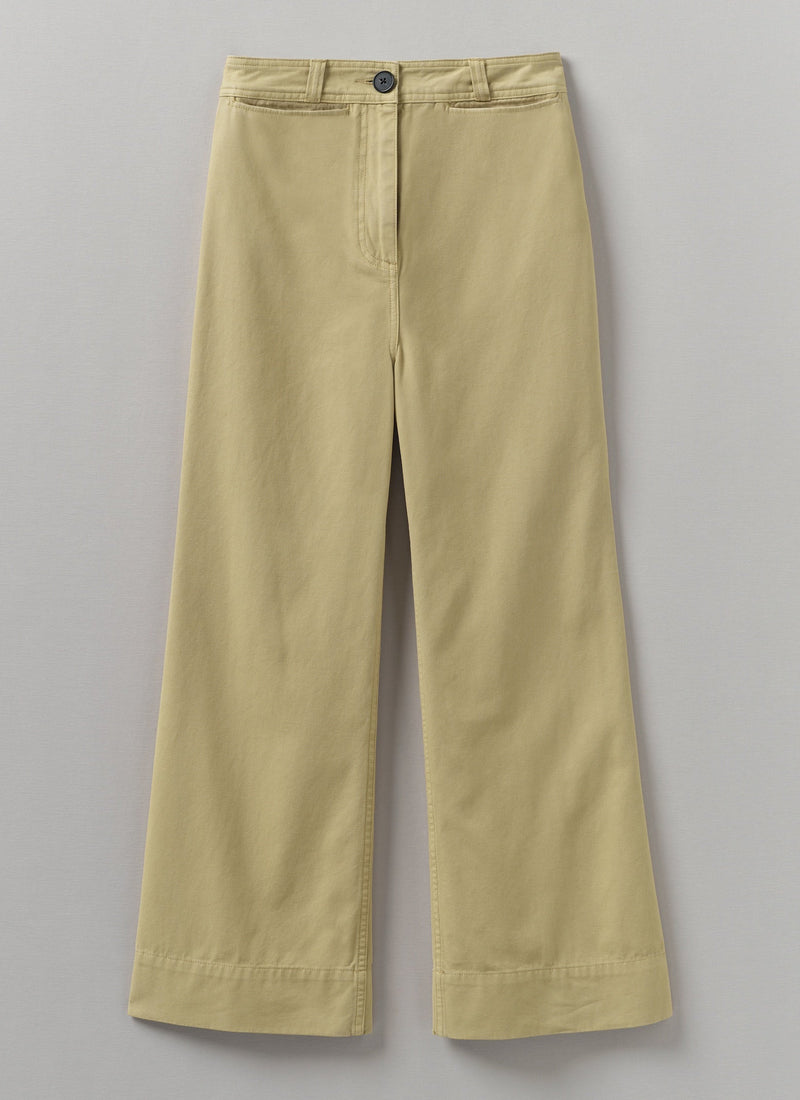 Cotton Canvas Kick Flare Trousers | Shale Stone