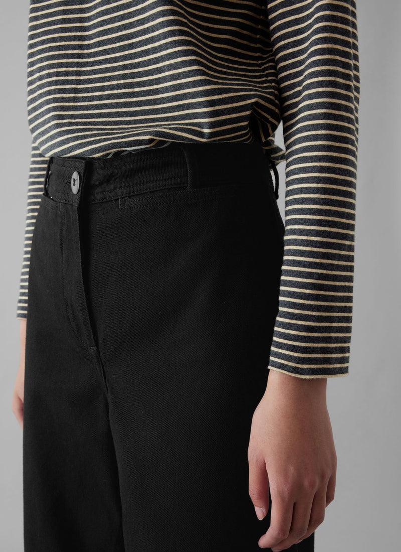 Denim Straight Leg Trousers | Black