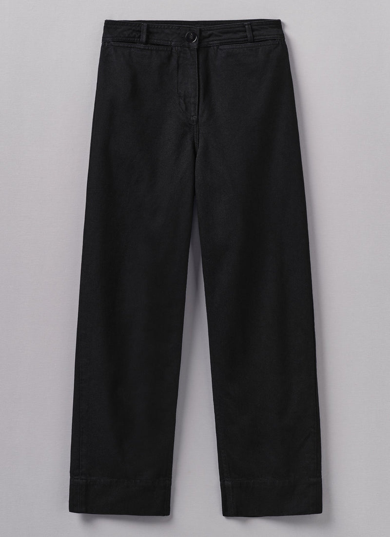 Denim Straight Leg Trousers | Black