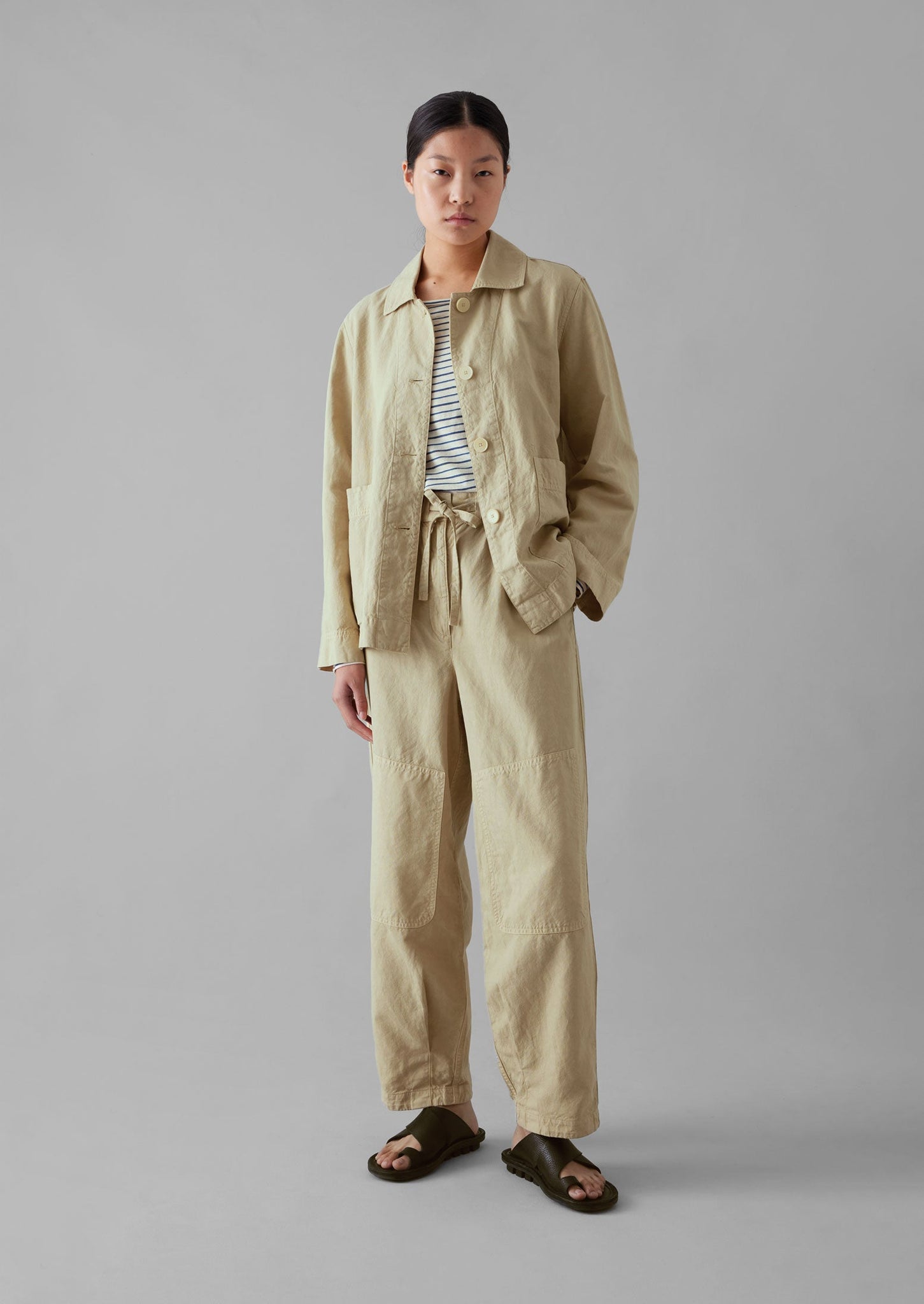 Garment Dyed Cotton Linen Canvas Trousers Fallow TOAST