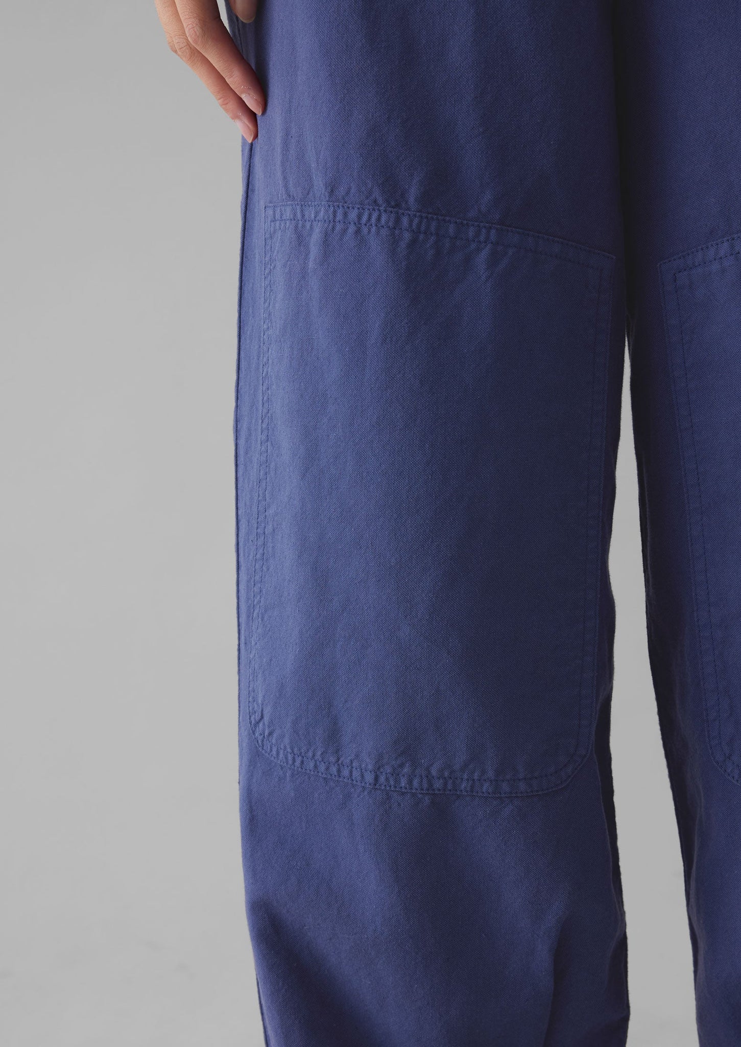 Garment Dyed Cotton Linen Canvas Trousers Indigo TOAST