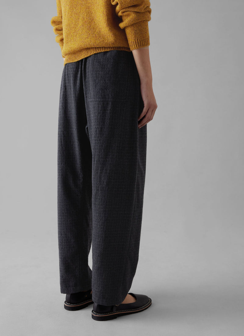 Suki Wool Cotton Seersucker Check Trousers | Carbon