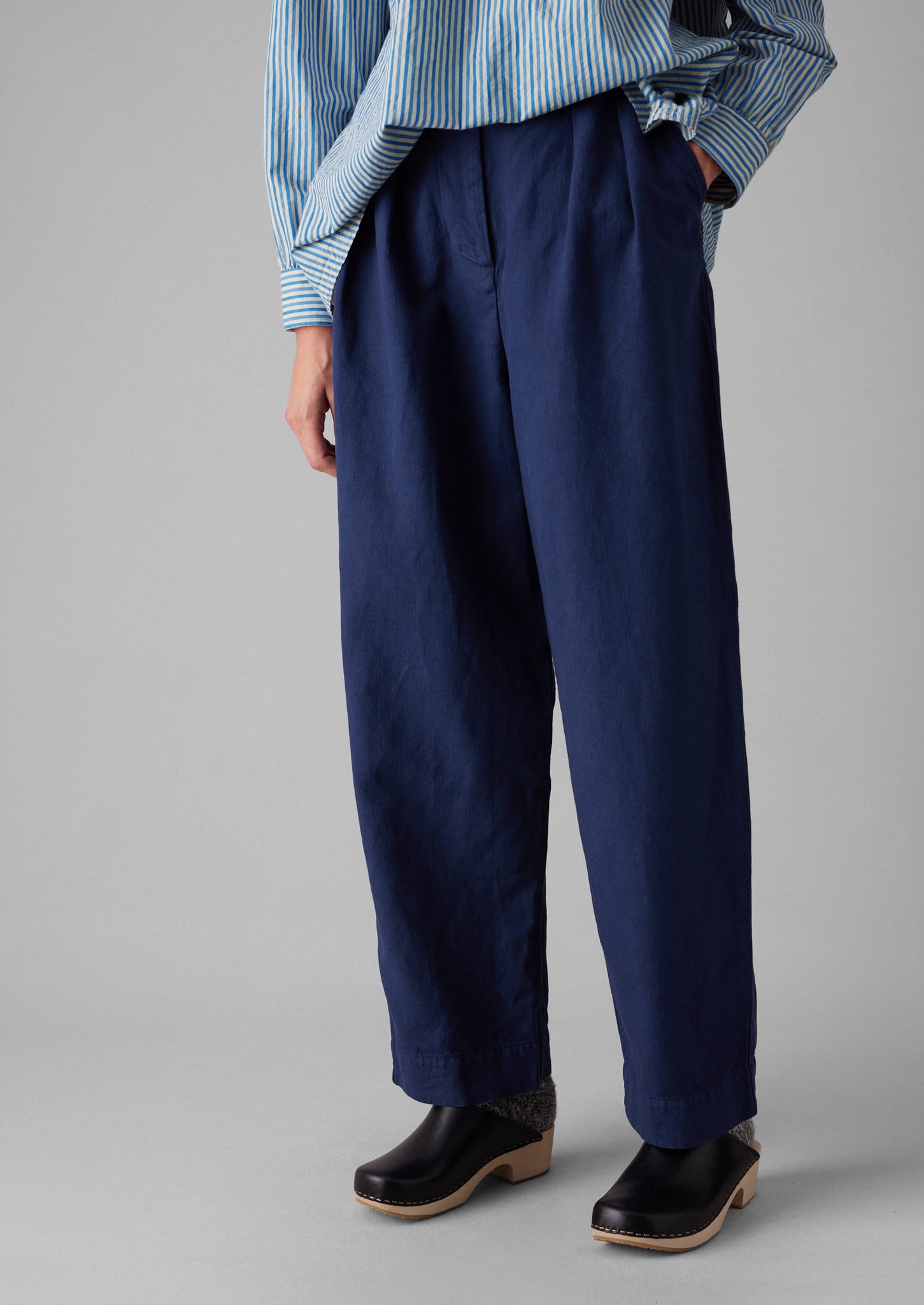 Cotton Linen Herringbone Trousers | Maize Blue