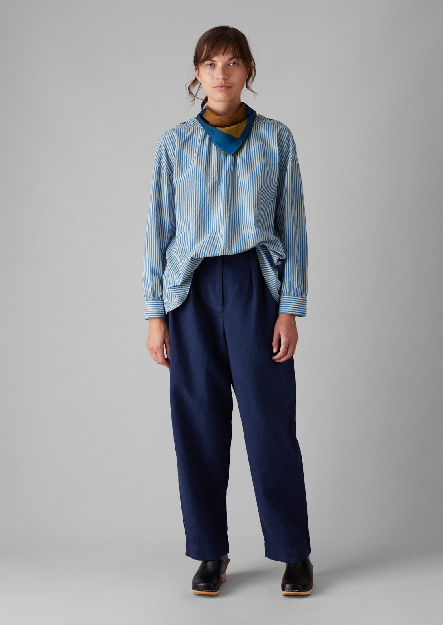 Cotton Linen Herringbone Trousers | Maize Blue | TOAST