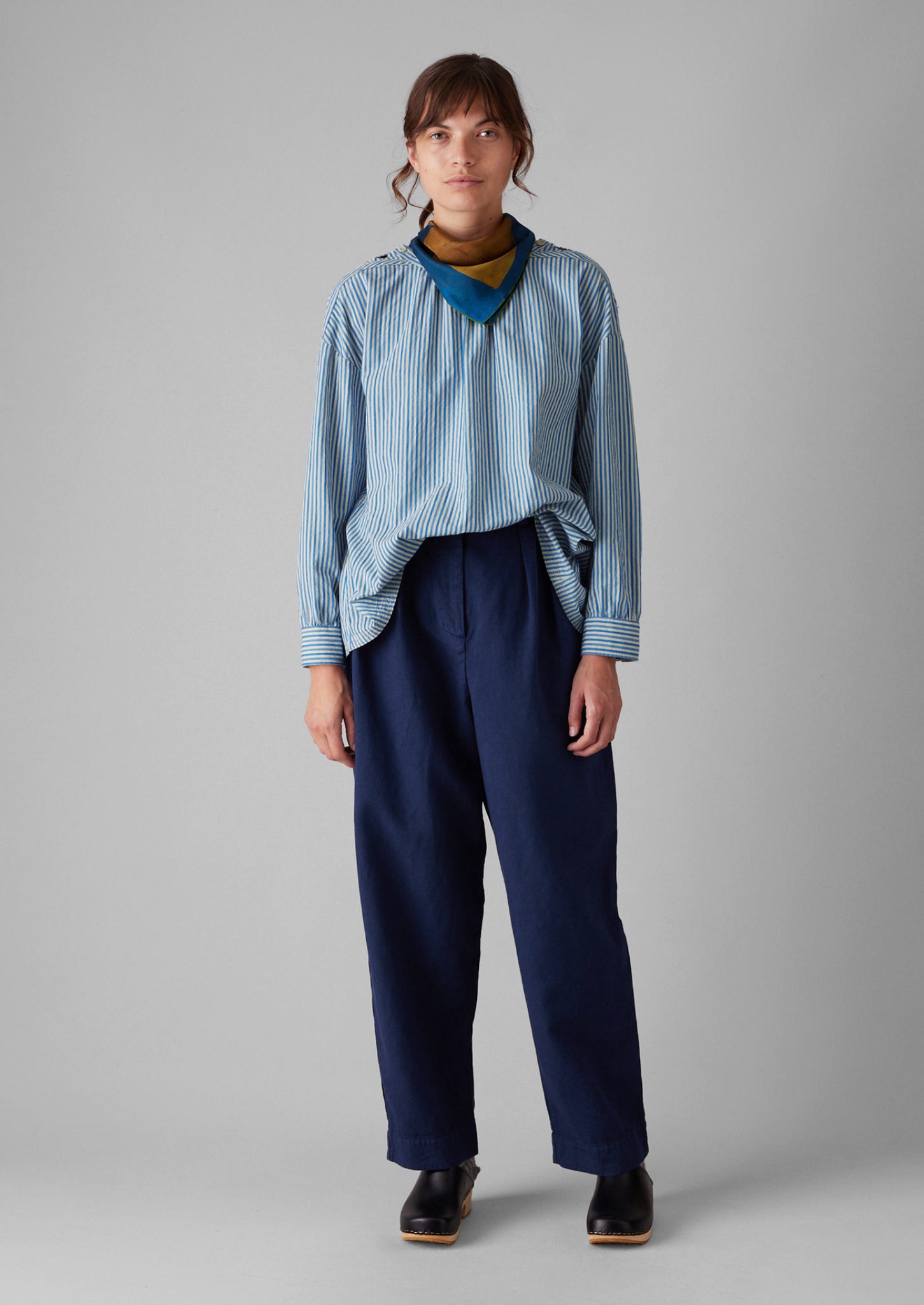 Cotton Linen Herringbone Trousers | Maize Blue