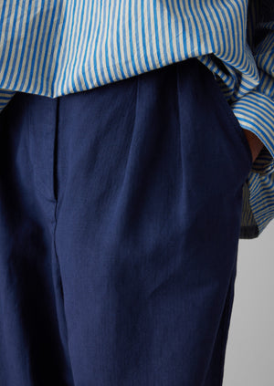 Cotton Linen Herringbone Trousers | Maize Blue