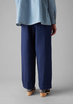 Cotton Linen Herringbone Trousers | Maize Blue