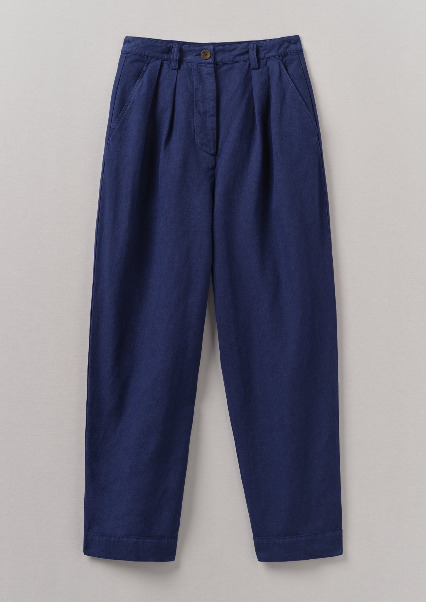 Cotton Linen Herringbone Trousers | Maize Blue